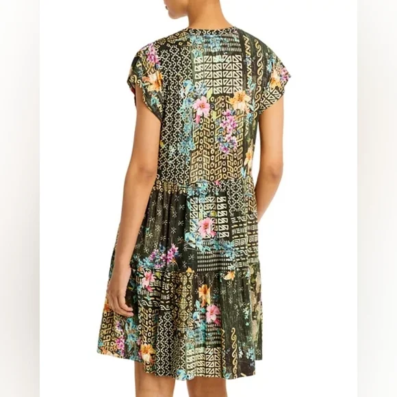 Johnny Was Weller Tiered Hem V-neck Mini Dress Sz Small Women's - Picture 4 of 16